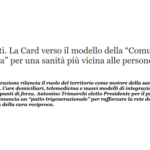 [QS]  Distretti: La CARD Verso Il Modello Della “Comunità Che Cura” Per Una Sanità Più Vicina Alle Persone