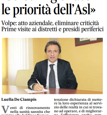 G. Volpe (Presidente CARD): Nomina A Nuovo Direttore Generale ASL Benevento