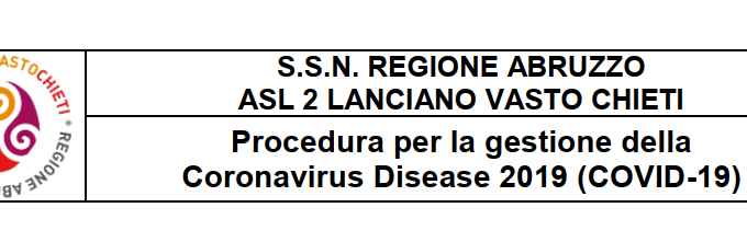 Procedura Gestione Coronavirus Disease 2019 (COVID-19): Regione Abruzzo